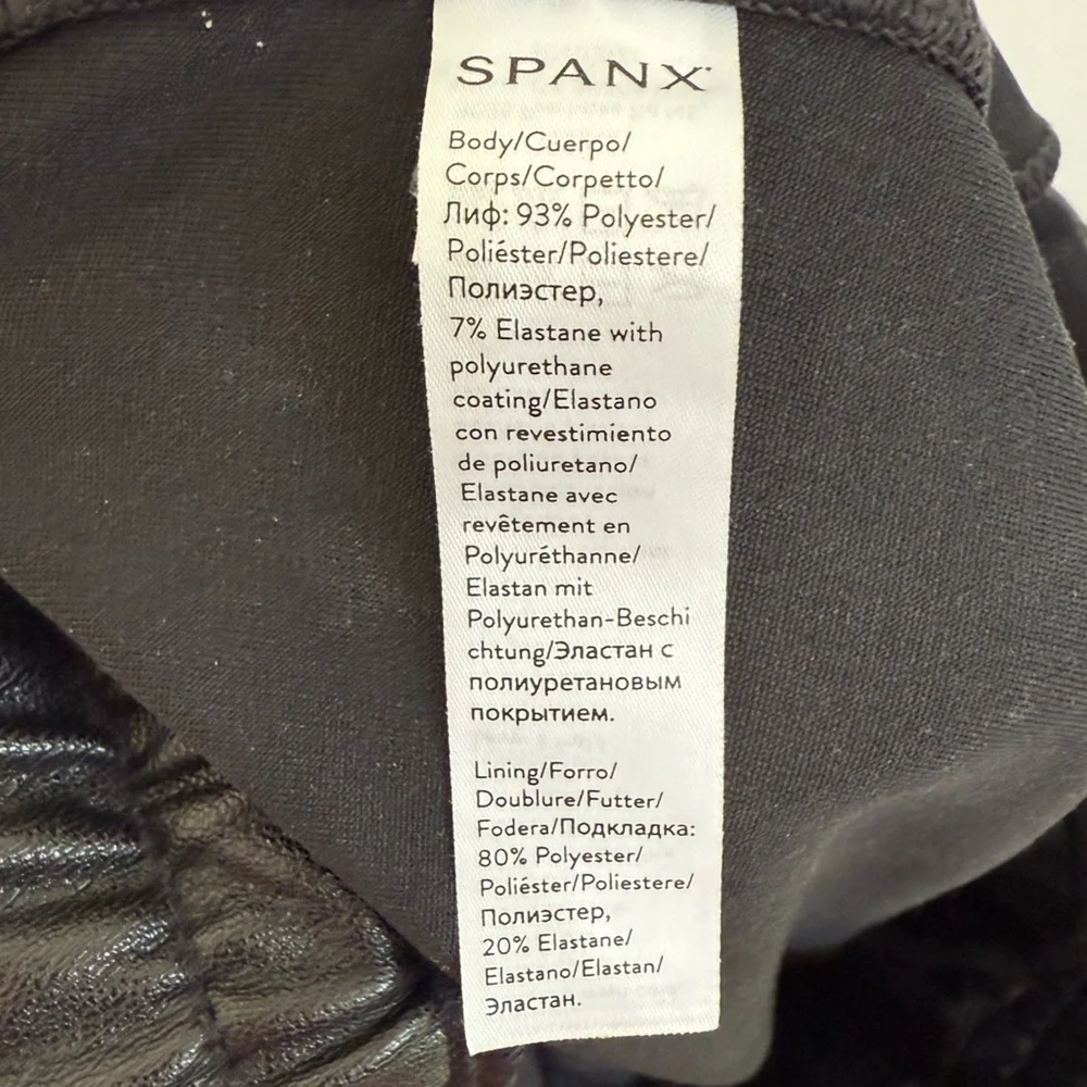 Spanx Black Faux Leather Like Joggers High Rise Pull On Women Size XL Shapewear